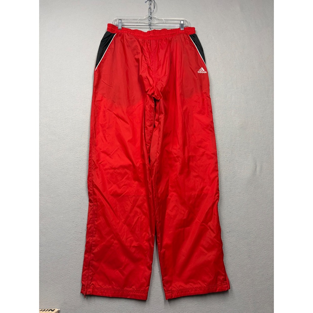Adidas Track Pants Mens 2XL Red Team Y2K Nylon Windbreaker Athletic Trousers